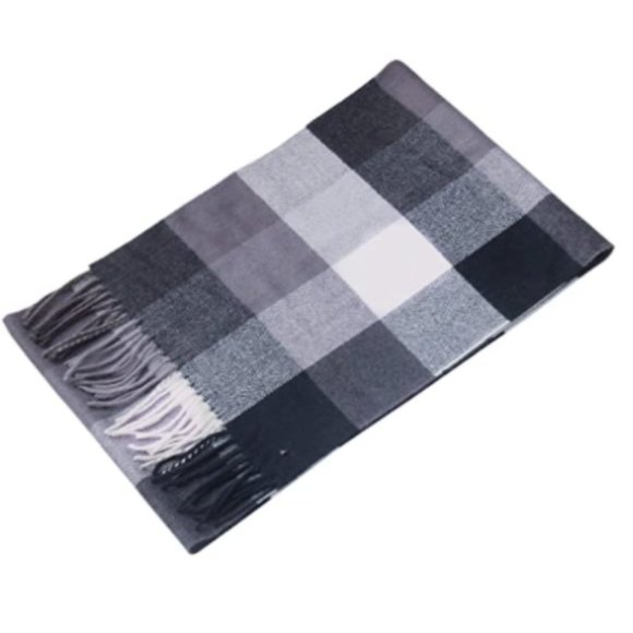 NEW Gray Buffalo Check Wool Scarf - Picture 1 of 6